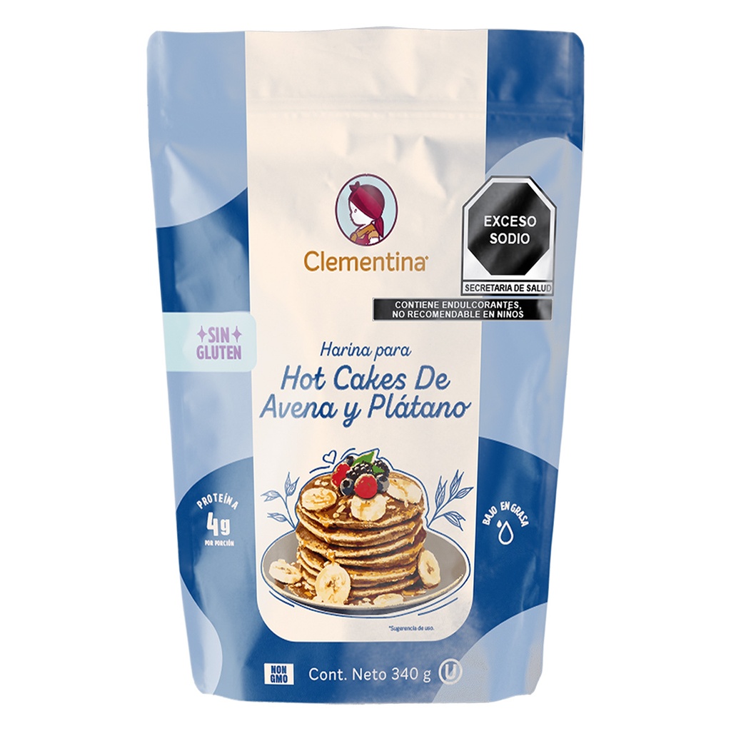 Harina para Hotcakes de Avena y Platano 340g - Clementina